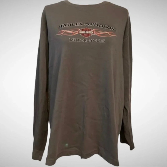 Harley-Davidson Other - HARLEY-DAVIDSON Pinstripe Flames Heavyweight Longsleeve Tee‎ | 2XL | EUC